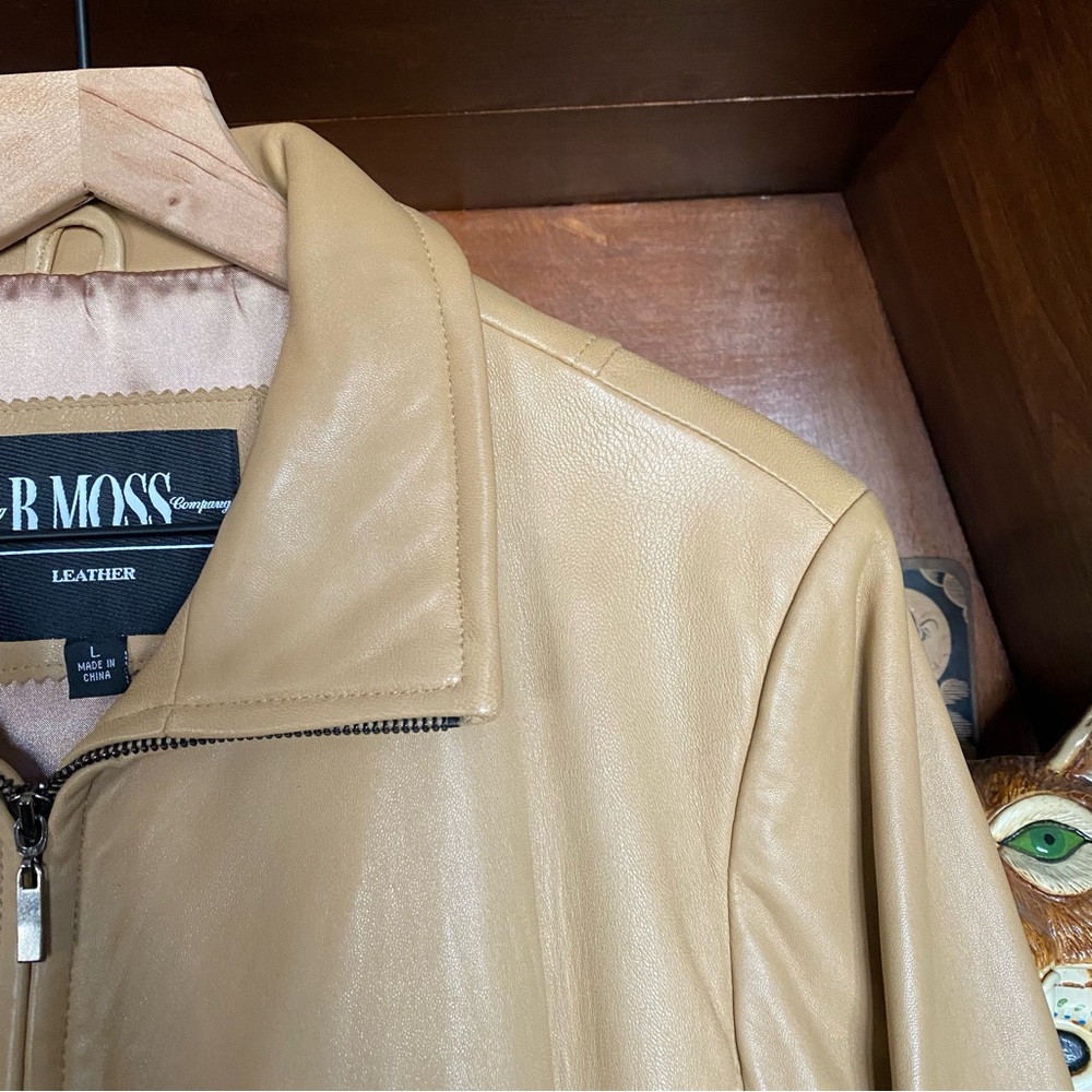B. Moss - Vintage Barbara Moss Tan Leather Zip Up Jacket - Women’s Large